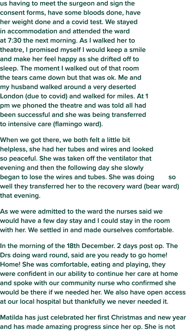 us having to meet the surgeon and sign the consent forms, have some bloods done, have her weight done and a covid tes   